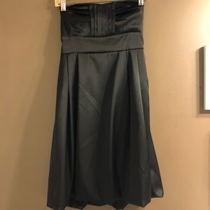 Black satin strapless dress